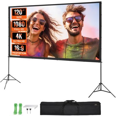 Vevor Écran Projection Sur Pied Portable 120 Pouces 16:9 Hd, Double Face Anti-plis, Sac - vue 2