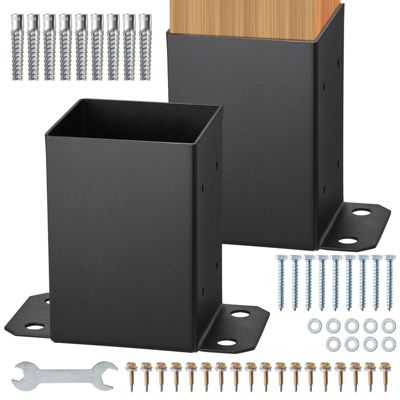 Lot de 2 Support de Poteau Bois VEVOR 102x102 mm Base de Poteaux Interne pour Support Garde corps Terrasse