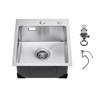 Évier de Cuisine VEVOR Évier à Montage Par le Haut en Acier Inox 304 Évier à Poser à Encastrer Cuve Simple avec Accessoires