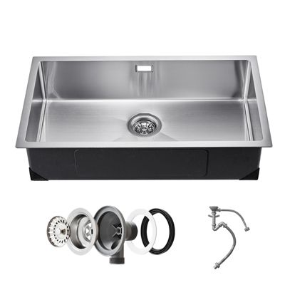 Évier de Cuisine VEVOR 76 cm Évier Sous Plan en Acier Inox 304 pour Camping car Cuisine de Préparation Buanderie