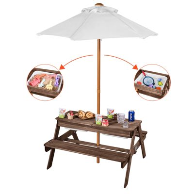 VEVOR Table de pique nique table sable et eau 3 en 1 avec parasol pour jardin