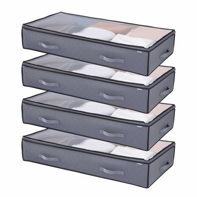 VEVOR Sacs de Rangement sous Lit avec Couvercle Transparent 90 L 4PCs Maison