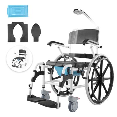 VEVOR Fauteuil roulant de douche en aluminium 440mm charge 136kg réglable avec frein pour handicapés.