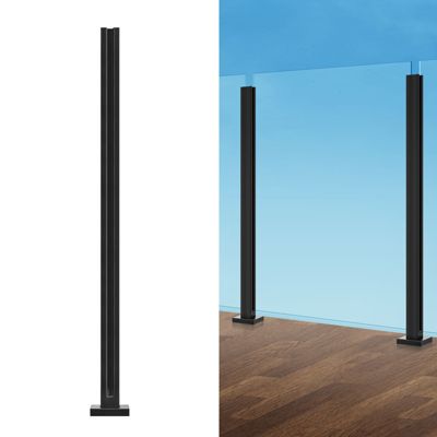 Pinces à Verre en Acier Inoxydable 304 VEVOR Pince de Clôture en Verre de 1050 mm de Hauteur pour Balcon Jardin Terrasse