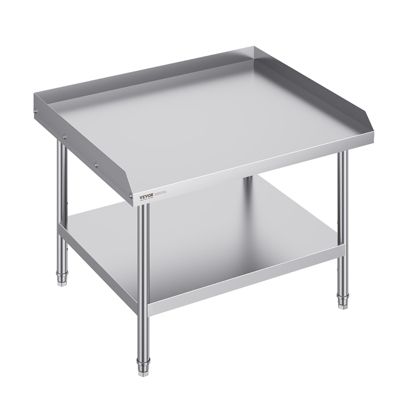VEVOR Table préparation métal 30x36x26 pouces protection 3 côtés hauteur réglable pour cuisine commerciale.