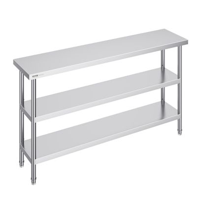 VEVOR Table de préparation inox 14"x60"x34". 2 étagères inférieures réglables. Pour cuisines commerciales usage domestique.