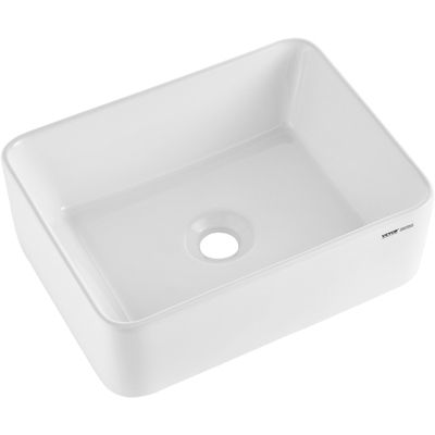 VEVOR Lavabo rectangulaire 406x305mm céramique pose sur comptoir moderne.