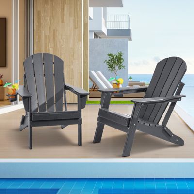 VEVOR Chaise Adirondack plastique lot 2 pliante 181.4kg porte gobelet accoudoir extérieur .