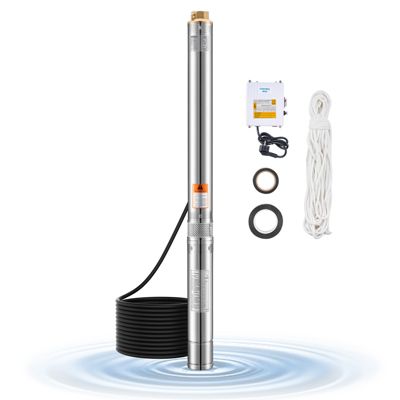 Pompe Immergée pour Puits VEVOR Pompe à eau en Acier Inox Débit 100 /min Boîtier de Commande Externe IP68
