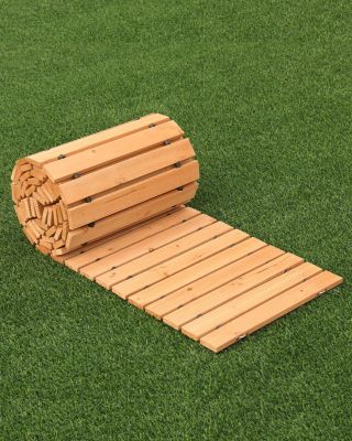 VEVOR Chemin jardin bois 368x43cm déroulant cèdre câble métallique fêtes mariages terrasse.