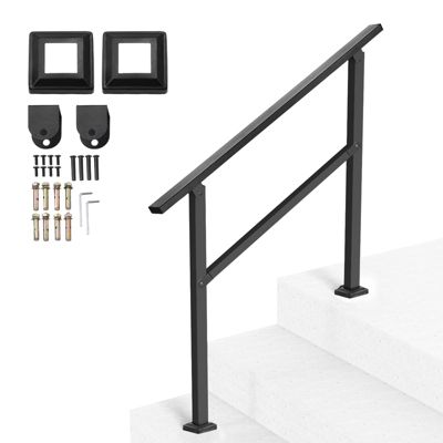 VEVOR Rampe Escalier Main Courante pour 2 3 Marches Extérieures Tube Carré