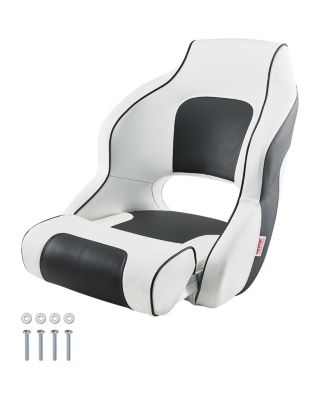 VEVOR Siège bateau dossier haut, rabattable, PVC imperméable, ergonomique, yacht, blanc/gris.
