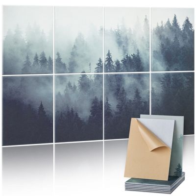 VEVOR Panneau Acoustique Mural Mousse Autocollant 40x30x1cm Lot de 8 Motif Forêt