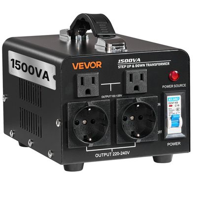 VEVOR Transformateur 220 V à 110 V et 110 V à 220 V Élévateur Abaisseur 1500 VA