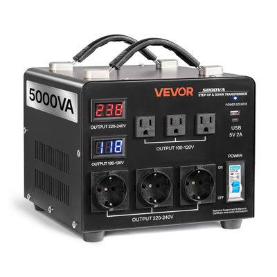VEVOR Transformateur 220 V à 110 V et 110 V à 220 V Élévateur Abaisseur 5000 VA