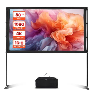 Vevor Écran De Projection Avec 2 Pieds 203,2 Cm 4k Hd 16:9 Grand Angle 160° - vue 2