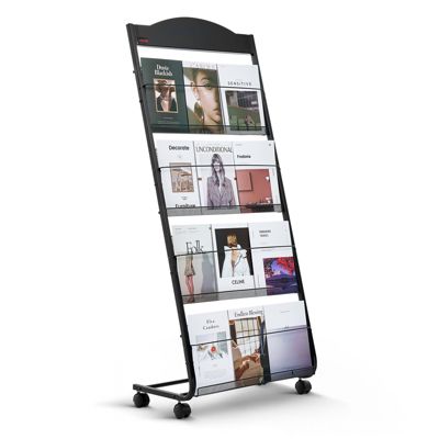 VEVOR Présentoir à brochures 4 niveaux sur pied avec roulettes pour magazines