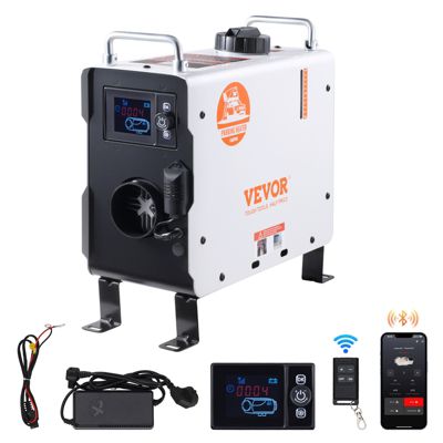 VEVOR Chauffage diesel 2kW 12 24V contrôle Bluetooth télécommande écran alarme CO portable chauffage rapide.