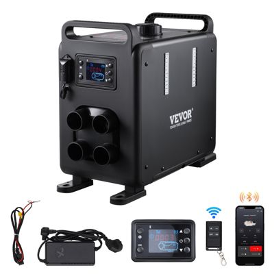 VEVOR Chauffage diesel 8kW 12 24V. Contrôle par appli télécommande et écran. Alarme CO. Portable vertical chauffage rapide.