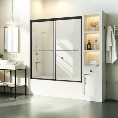 VEVOR Porte baignoire douche 1422 1524x1524mm coulissante double verre 6mm .