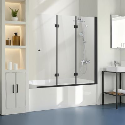 VEVOR Porte baignoire douche sans cadre 1295x1422mm 3 volets pliables .