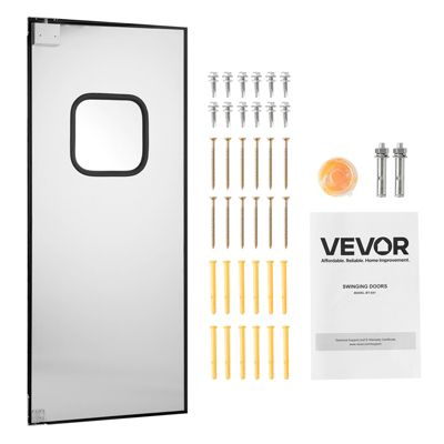 VEVOR Porte battante inox simple panneau 91x213 cm trous pré percés. Accessoires fonctionnement silencieux.