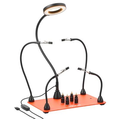 VEVOR Troisième Main Soudure Aide Soudage Magnétique 4 Bras avec Lampe Loupe 3X