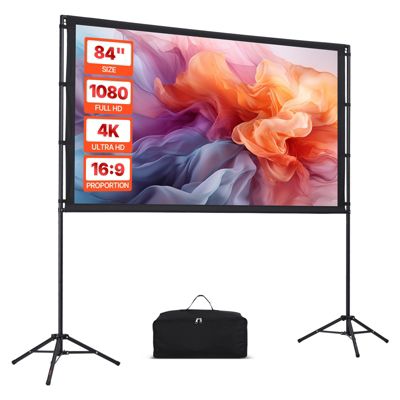 Vevor Écran De Projection Avec 2 Trépieds 213,4 Cm 4k Hd 16:9 Grand Angle 160° - vue 2