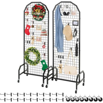 VEVOR Grille d'Exposition sur Pied Présentoir Grillagé 2PCs 60x164 cm avec Roues