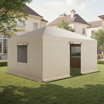 VEVOR Housse de Gazebo Hiver à Toit Rigide 3 7 x 4 9 avec Fenêtres en Maille - vue 10