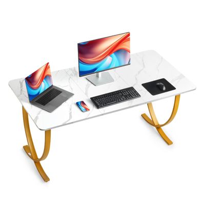 VEVOR Bureau de direction table d'ordinateur moderne 160 x 80 cm et or