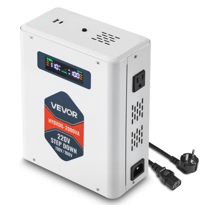 VEVOR Transformateur Abaisseur Tension 220 V à 110 V 2000 VA avec Écran LCD