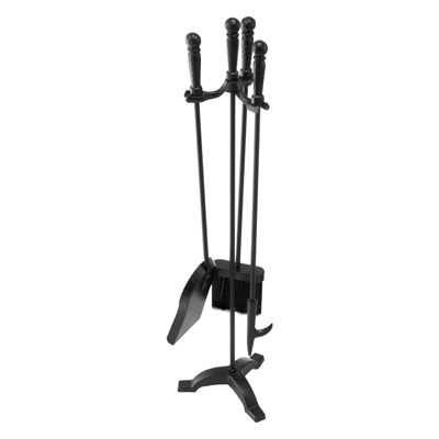 VEVOR Ensemble d'outils de cheminée 4 en 1 support pelle brosse tisonnier