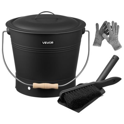 VEVOR Seau à cendres m étal 9 8 4 pcs couvercle pelle balai gants pour cheminée