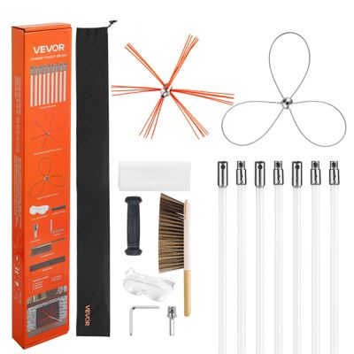 VEVOR Kit de Ramonage Nettoyage Cheminée 7 2 Têtes de Brosse Cannes Flexibles