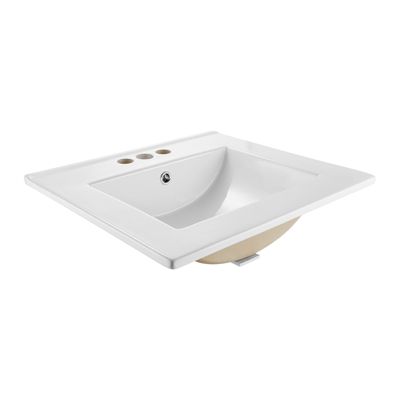 Lavabo de Salle de Bain Semi encastré VEVOR Vasque Rectangulaire en Céramique 510 x 465 mm