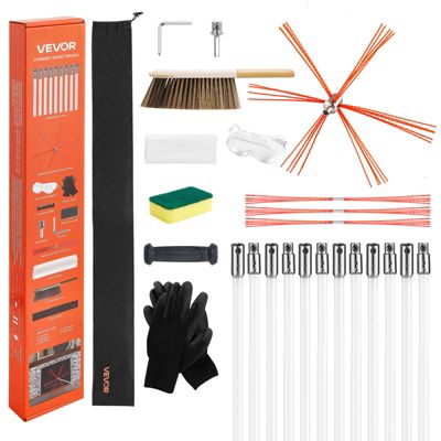 VEVOR Kit de Ramonage Brosse de Cheminée Extensible 12 avec Brosses Rechange