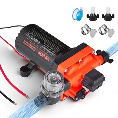 VEVOR Pompe à Eau à Membrane Auto amorçante 12 V CC 22 7 /min Pression 4 8 bar 4 Chambres avec Pressostat Pompe à Eau pour Camping car Lavage de Voitures Bateaux Irrigation Agricole Jardin