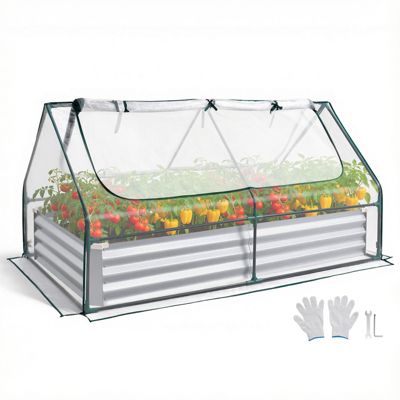 VEVOR Carré Potager Surélevé Métal avec Serre Rectangulaire 180x90x30 cm