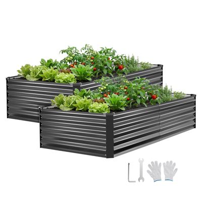 VEVOR Carré Potager Surélevé Métal Rectangulaire 203x102x46 cm 2 PCS