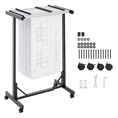 VEVOR Support mobile pour Plans en Acier avec 12 Pinces 762 mm Rack Réglable