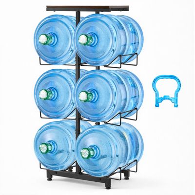 VEVOR Support Bonbonne Eau 4 Niveaux Double Rangee 6 Bidons Metal Pliable Poignee
