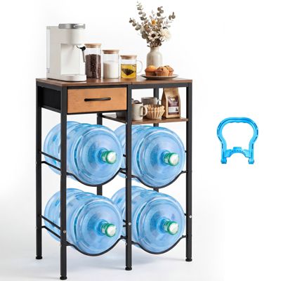 VEVOR Support Bonbonne Eau 4 Niveaux 2 Rangees 4 Bidons Tiroir Metal Cuisine