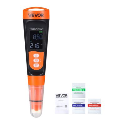 VEVOR pH Mètre Testeur de pH/EC/TDS pour Analyse de l'Eau Kit de Test Portable