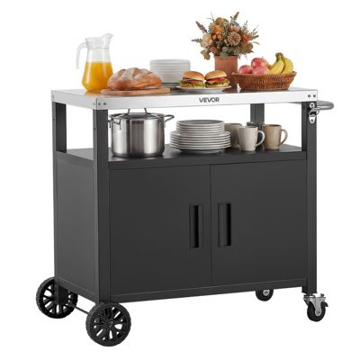VEVOR Desserte Plancha Exterieure 92 4 cm Chariot Barbecue Inox Placard Plan Travail Mobile BBQ Jardin
