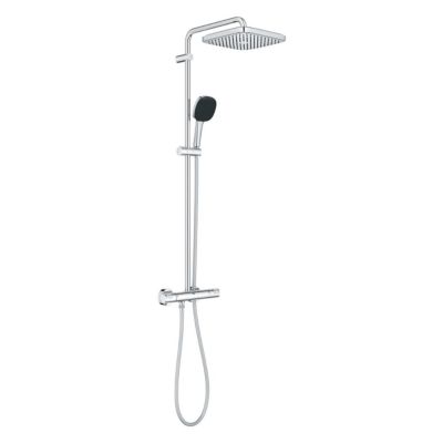 Grohe Quickfix Colonne de douche thermostatique XXL Cube 250 + Douchette 2 jets, Chrome (26696022)
