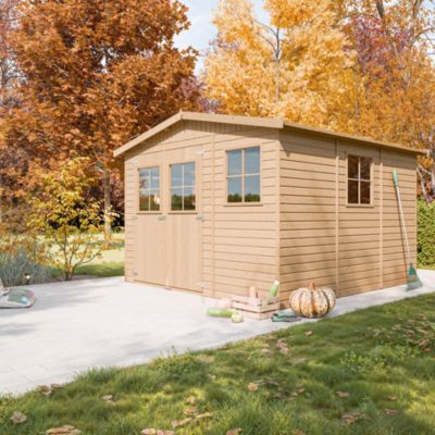 Abri de jardin en bois 9 m² TIMBELA Ep.17 mm 316x324 cm Construction de Panneaux Pin / épicéa M335