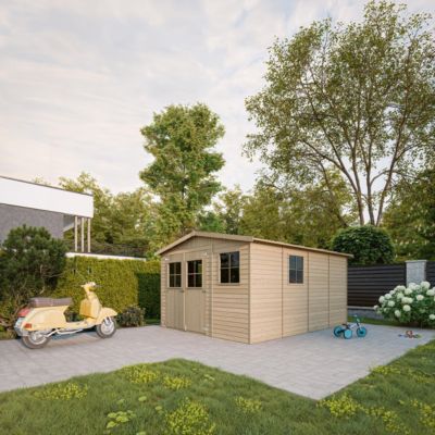 Abri de jardin en bois 11.97 m² TIMBELA Pin / épicéa Ep.17 mm 324x416 cm Construction de Panneaux M336