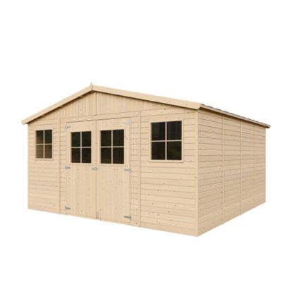 Abri de jardin en bois 16 m² TIMBELA 418 x 420 cm Plancher inclus Construction de Panneaux M330+M330G
