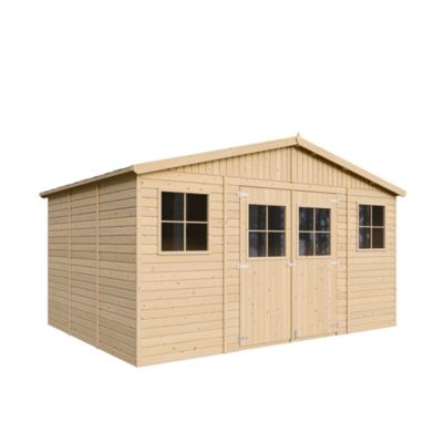 Abri de jardin en bois 12 m² TIMBELA 418 x 318 cm Ep. 17 mm Construction de Panneaux Plancher inclus M331+M331G